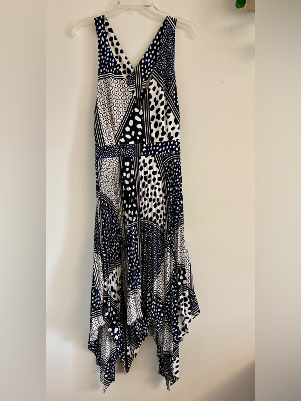 Express Black and White Mixed Print Handkerchief Hem Dress